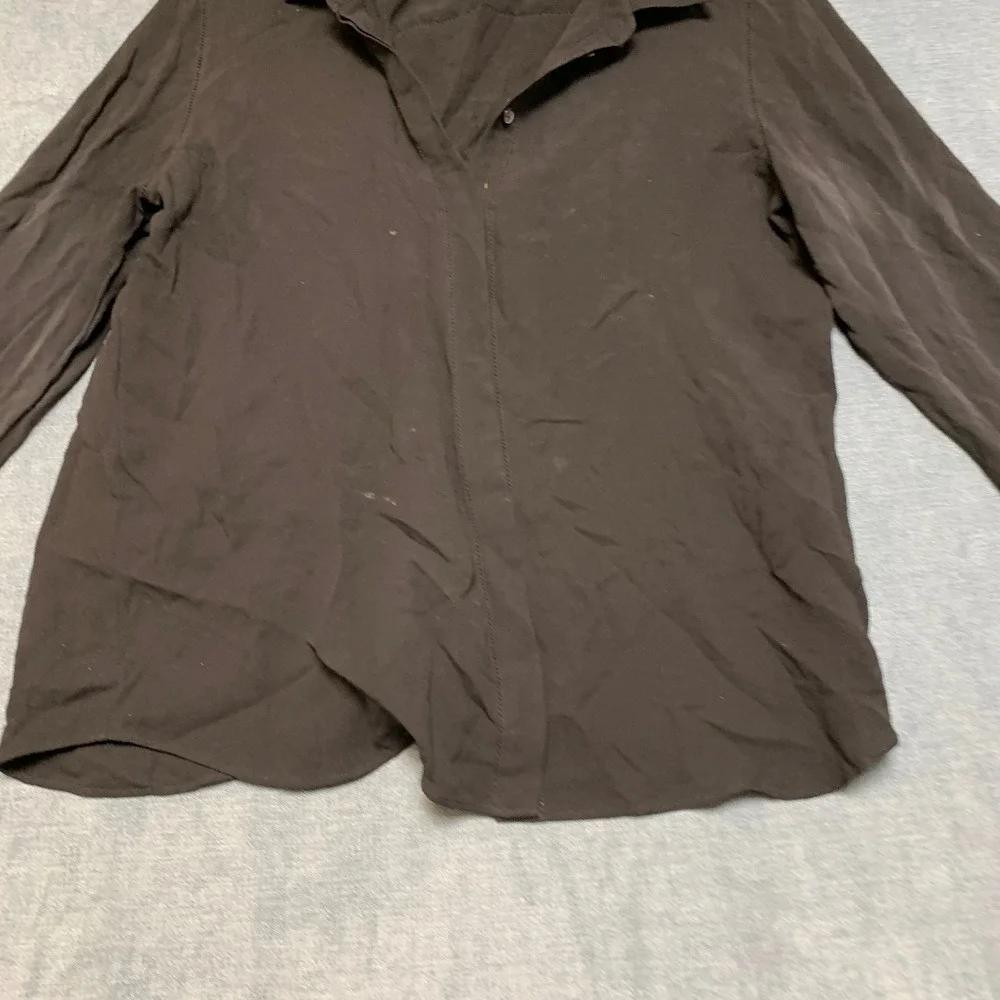 Lafayette 148 Shirt Womens Black Long Sleeve Collared Classic Button Front - Picture 7 of 16